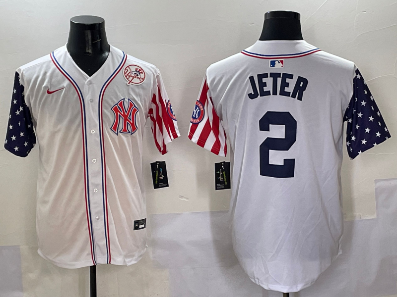Men 2025  MLB New York Yankees #2 Jeter white jersey style 5